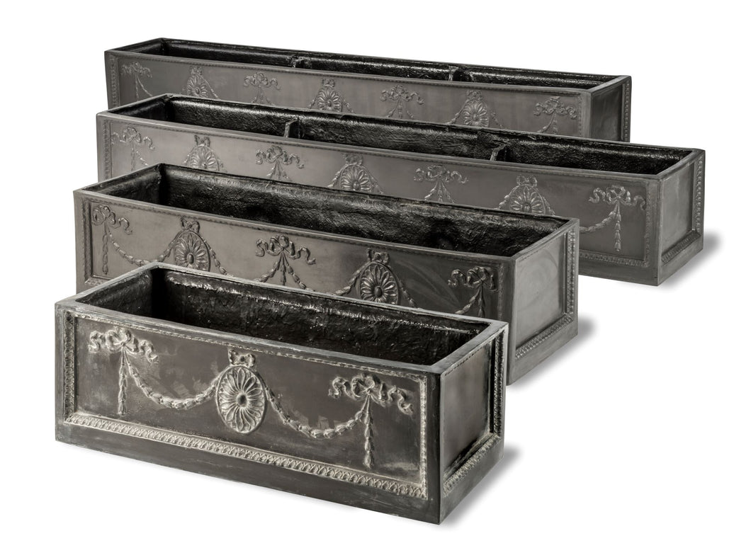 Vintage Style Window Box Planters in  Faux lead finish